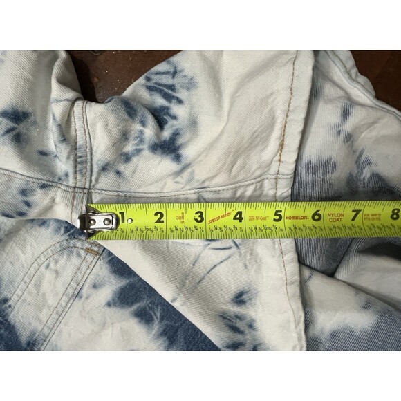 Levi's Women's Sz Large Light Blue Short Tie Dyed Overalls Boho Hippie Gypsy - Picture 9 of 16